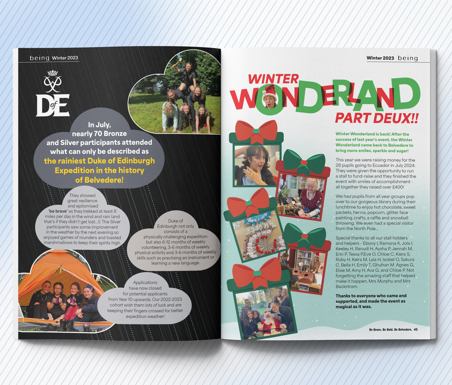 Belvedere Academy ezine magazine spread Being Spring 2024